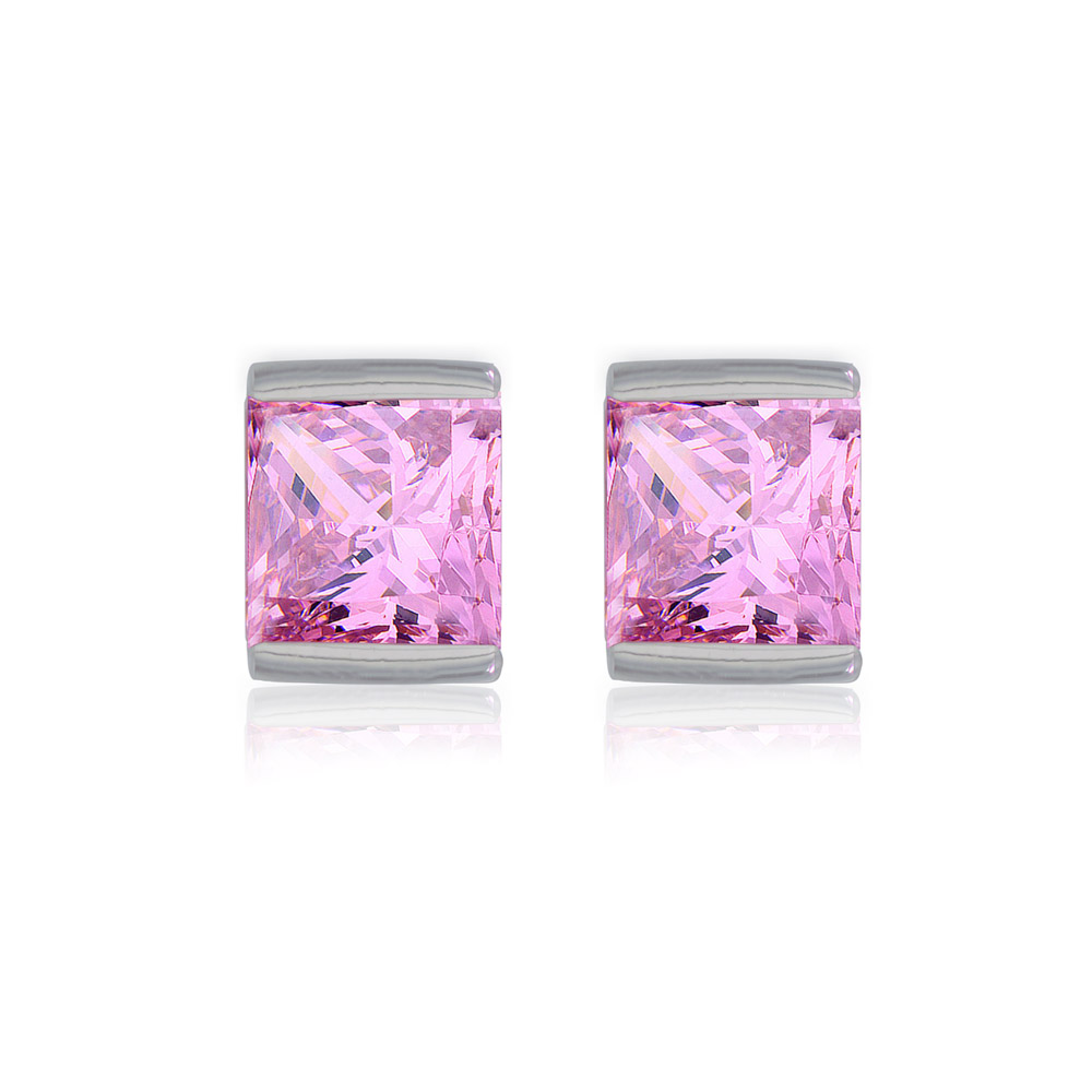 Lovely Pink CZ Stud Earrings